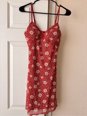 No Boundaries Red Daisy Print Slip Dress